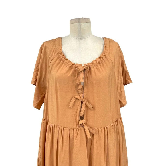 Lulus Present Moment‎ Light Orange Bow Front Tiered Maxi Dress Size Large - Picture 3 of 10